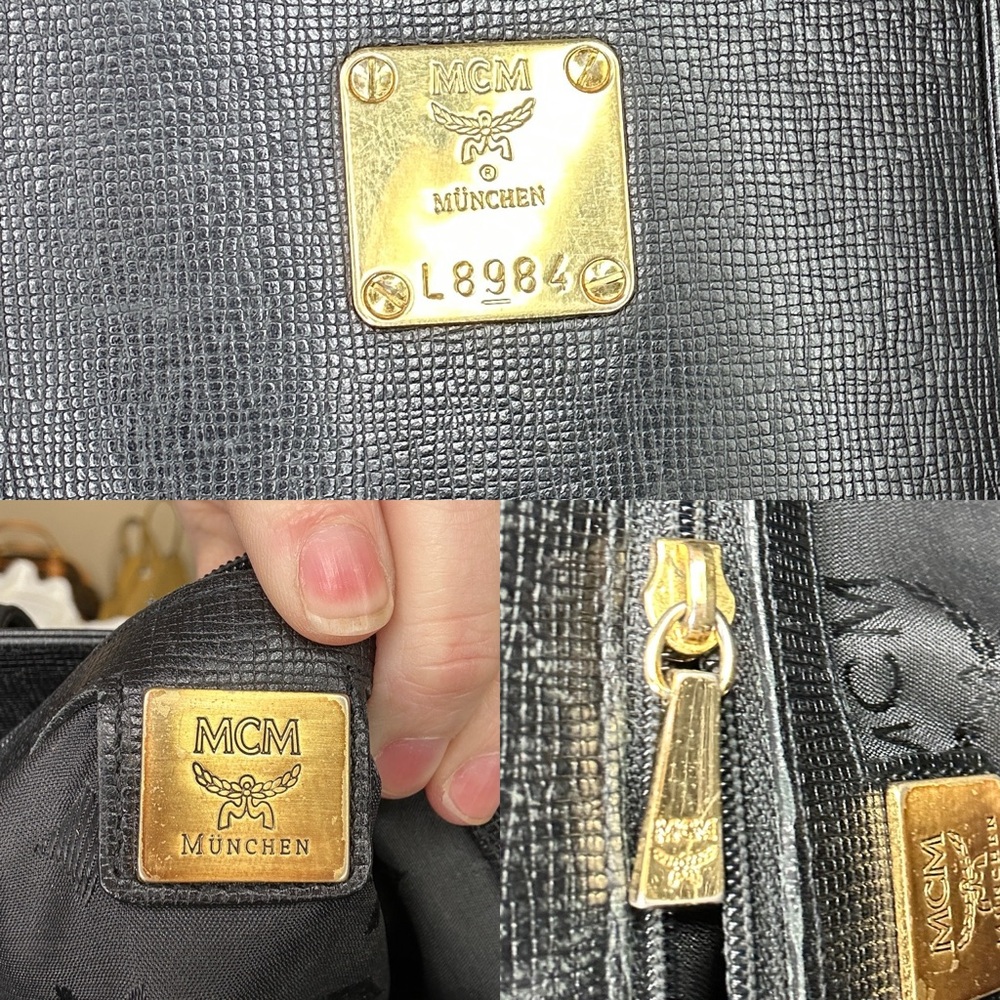 MCM Munchen Black Leather Tote with Gold Logo Plaque COA - Picture 5 of 8